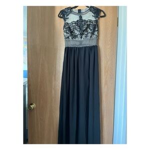 Elegant Black and Silver Evening Gown